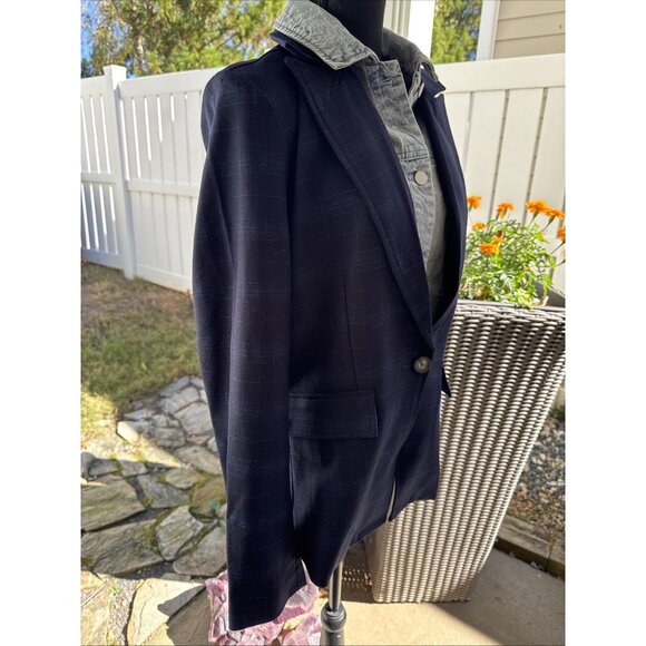 Blue Revival Medium M Ibiza Blue Beard Plaid Double Layer Veronica Blazer NEW - Picture 10 of 16